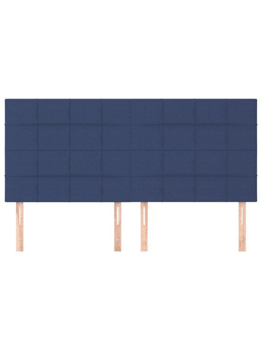Čelo postele 4 ks modré 100x5x78/88 cm textil