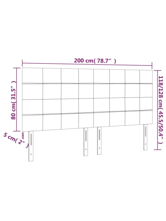 Čelo postele 4 ks modré 100x5x78/88 cm textil