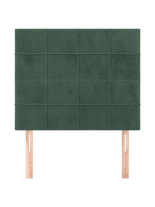 Čelo postele 2 ks tmavě zelené 80 x 5 x 78/88 cm samet