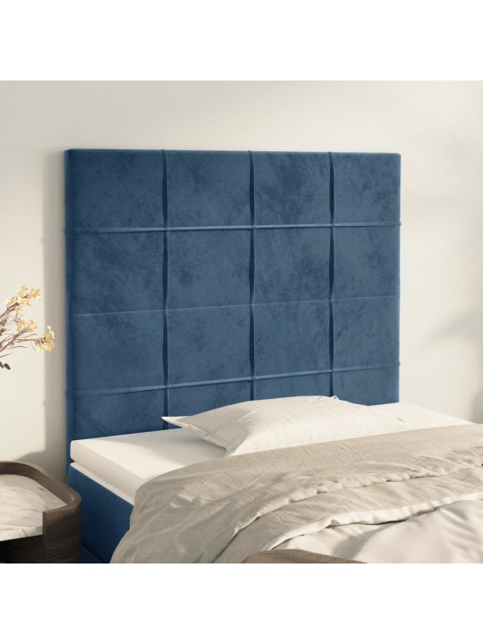 Čelo postele 2 ks tmavě modré 80 x 5 x 78/88 cm samet