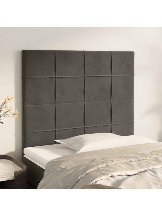 Čelo postele 2 ks tmavě šed 90x5x78/88 cm samet