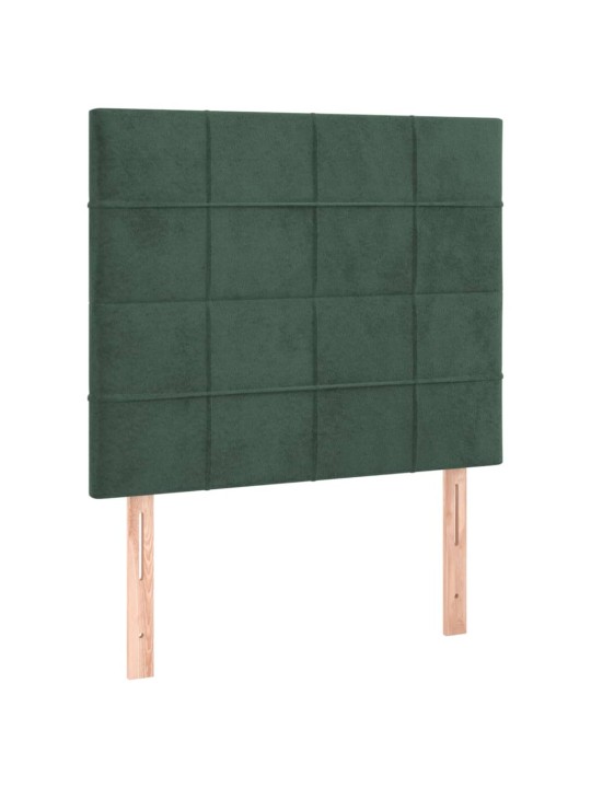 Čelo postele 2 ks tmavě zelené 90x5x78/88 cm samet