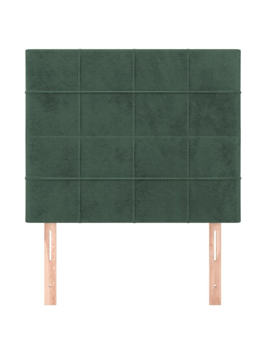 Čelo postele 2 ks tmavě zelené 90x5x78/88 cm samet