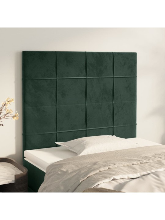 Čelo postele 2 ks tmavě zelené 90x5x78/88 cm samet
