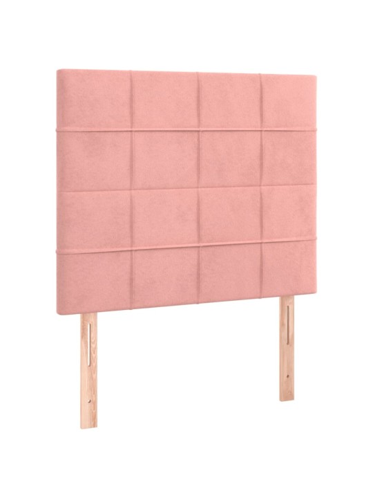 Čelo postele 2 ks růžové 90x5x78/88 cm samet