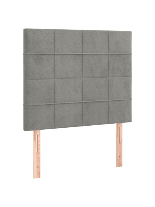 Čelo postele 2 ks světle šedé 100 x 5 x 78/88 cm samet