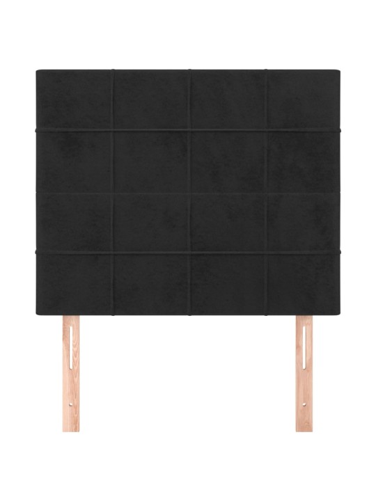 Čelo postele 2 ks černé 100x5x78/88 cm samet