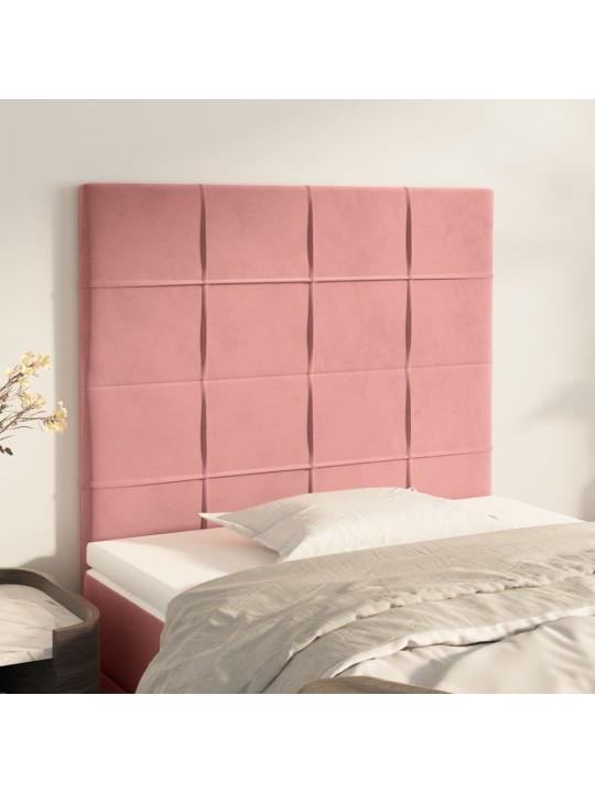 Čelo postele 2 ks růžové 100x5x78/88 cm samet