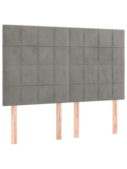 Čela postele 4 ks světle šedá 72 x 5 x 78/88 cm samet