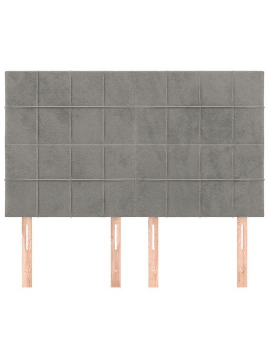 Čela postele 4 ks světle šedá 72 x 5 x 78/88 cm samet