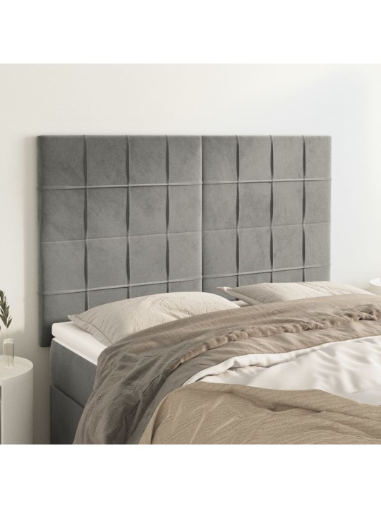 Čela postele 4 ks světle šedá 72 x 5 x 78/88 cm samet