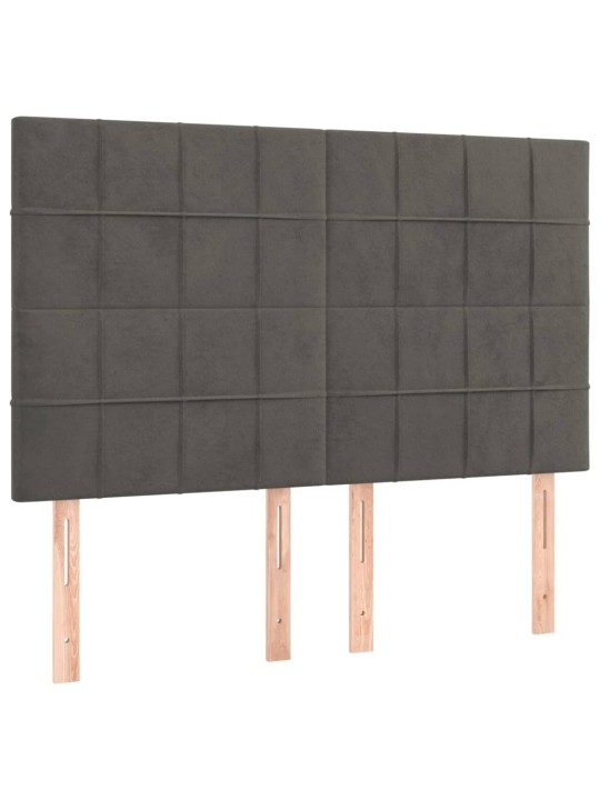 Čela postele 4 ks tmavě šedá 72 x 5 x 78/88 cm samet