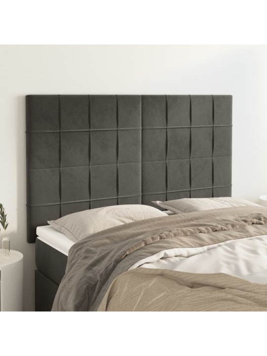 Čela postele 4 ks tmavě šedá 72 x 5 x 78/88 cm samet