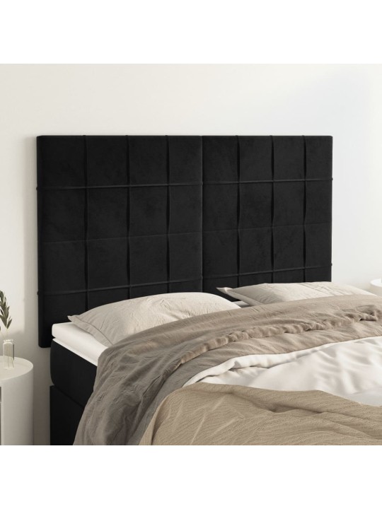 Čela postele 4 ks černá 72 x 5 x 78/88 cm samet