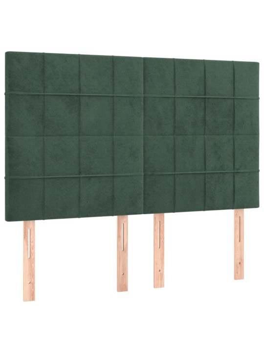 Čela postele 4 ks tmavě zelená 72 x 5 x 78/88 cm samet