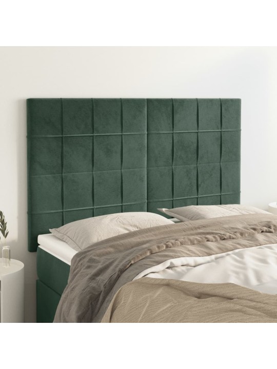 Čela postele 4 ks tmavě zelená 72 x 5 x 78/88 cm samet