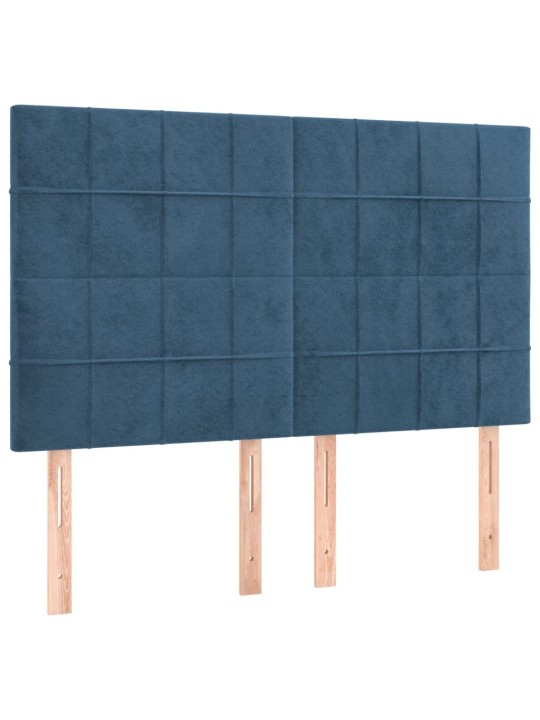 Čela postele 4 ks tmavě modrá 72 x 5 x 78/88 cm samet