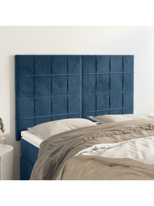 Čela postele 4 ks tmavě modrá 72 x 5 x 78/88 cm samet
