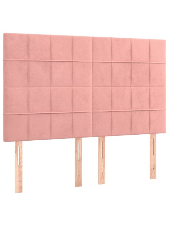 Čelo postele 4 ks růžové 72x5x78/88 cm samet
