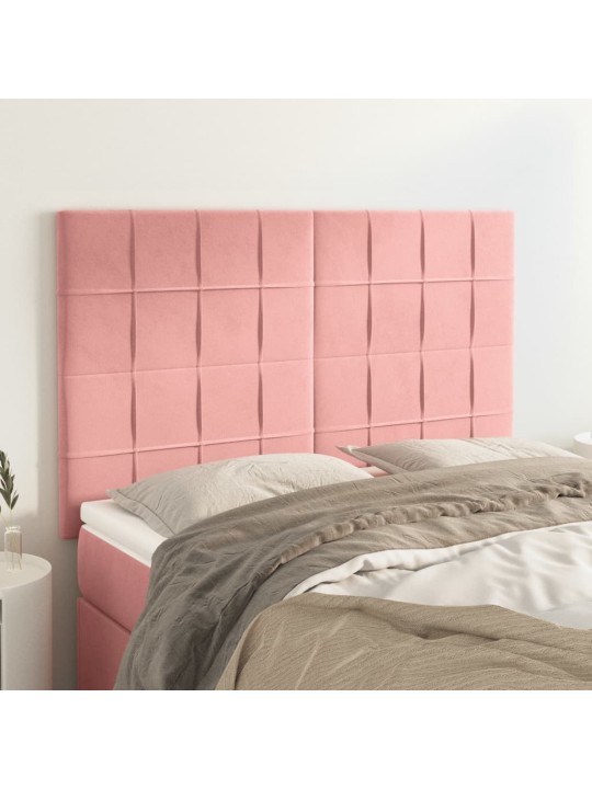 Čelo postele 4 ks růžové 72x5x78/88 cm samet