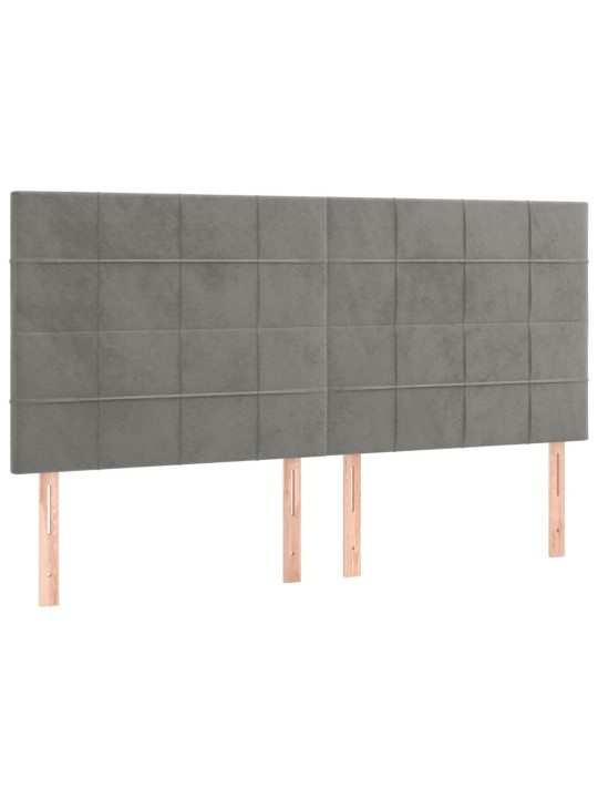Čela postele 4 ks světle šedá 80x5x78/88 cm samet