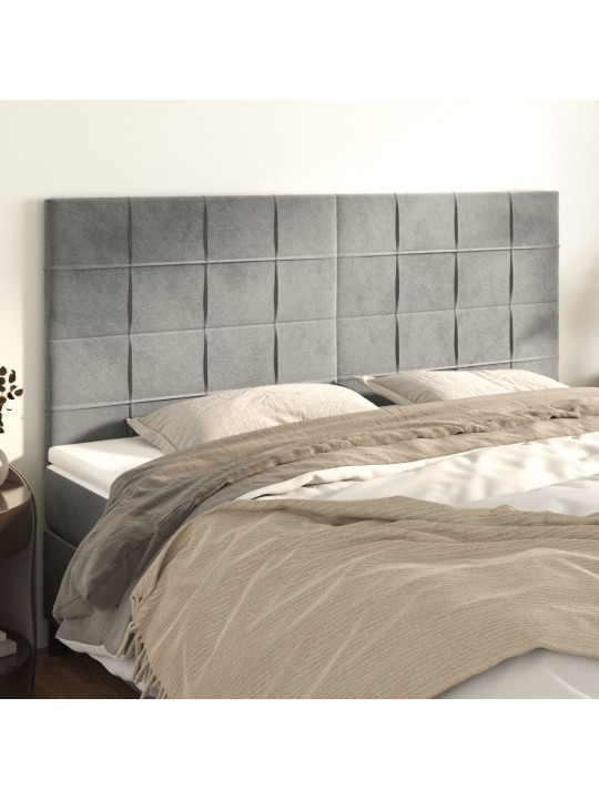 Čela postele 4 ks světle šedá 80x5x78/88 cm samet