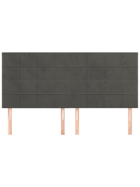 Čelo postele 4 ks tmavě šedé 80 x 5 x 78/88 cm samet