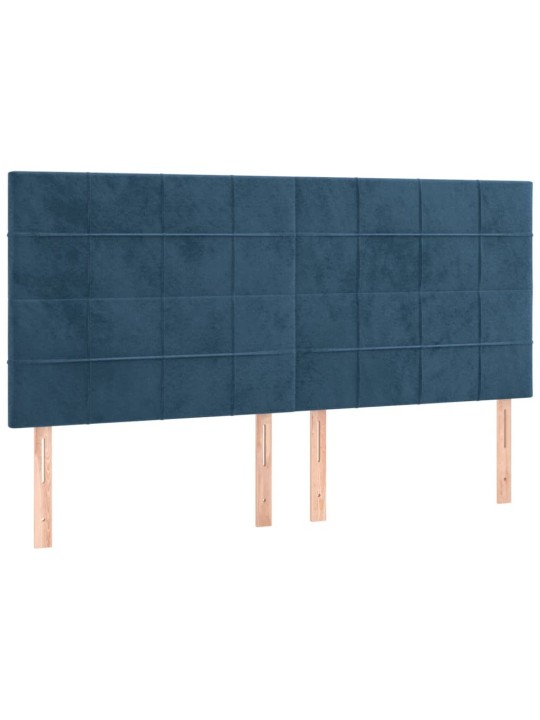 Čelo postele 4 ks tmavě modré 80 x 5 x 78/88 cm samet