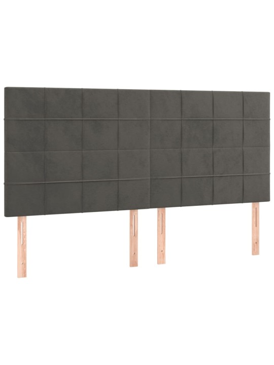 Čelo postele 4 ks tmavě šed 90x5x78/88 cm samet