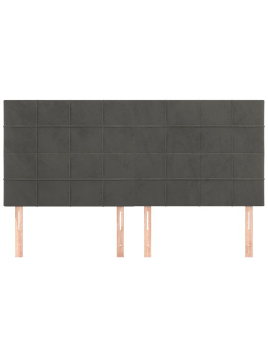 Čelo postele 4 ks tmavě šed 90x5x78/88 cm samet
