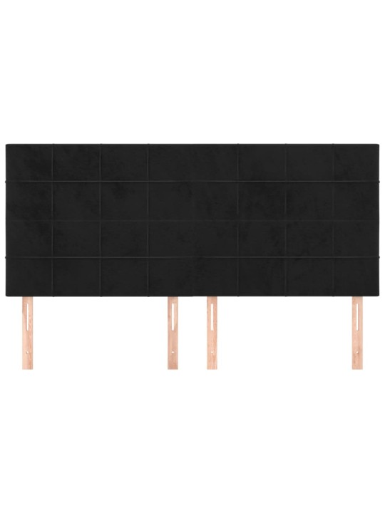 Čelo postele 4 ks černé 90x5x78/88 cm samet