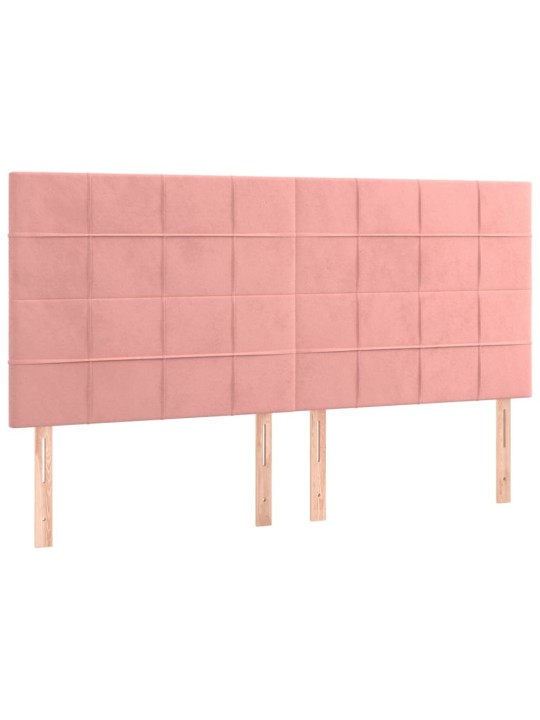 Čelo postele 4 ks růžové 90x5x78/88 cm samet