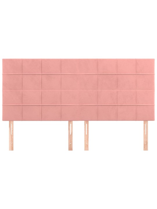 Čelo postele 4 ks růžové 90x5x78/88 cm samet