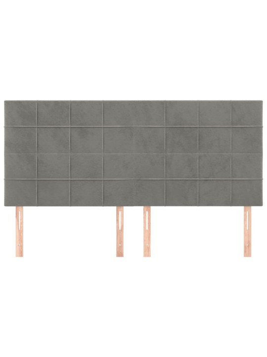 Čelo postele 4 ks světle šedé 100 x 5 x 78/88 cm samet
