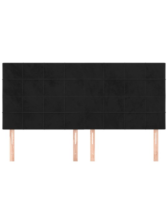 Čelo postele 4 ks černé 100x5x78/88 cm samet