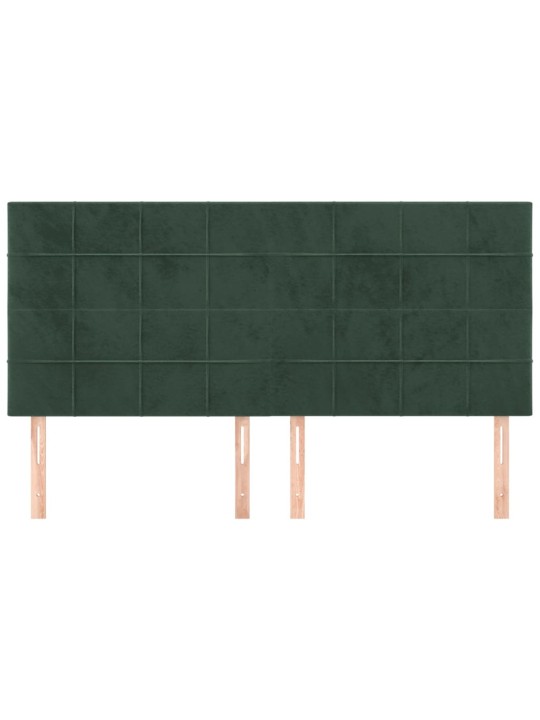 Čelo postele 4 ks tmavě zelené 100x5x78/88 cm samet