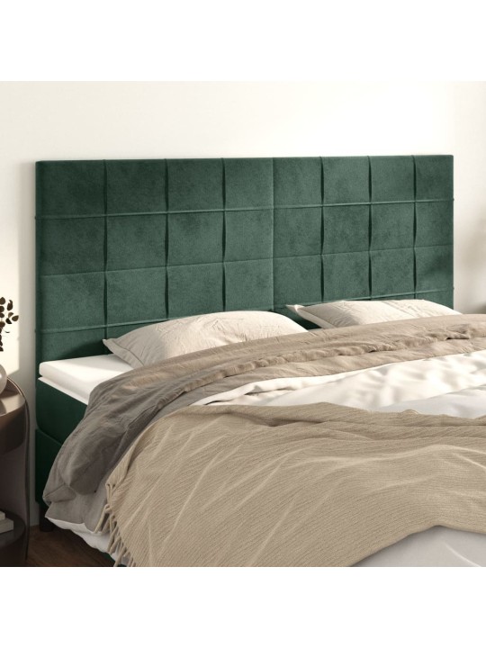 Čelo postele 4 ks tmavě zelené 100x5x78/88 cm samet