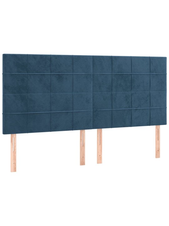 Čelo postele 4 ks tmavě modré 100x5x78/88 cm samet