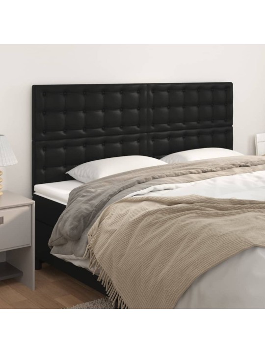 Čelo postele 4 ks černé 80 x 5 x 78/88 cm umělá kůže