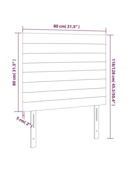 Čelo postele 2 ks krémové 80 x 5 x 78/88 cm textil