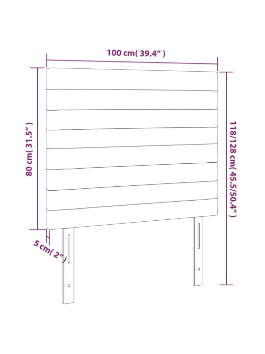 Čelo postele 2 ks krémové 100x5x78/88 cm textil