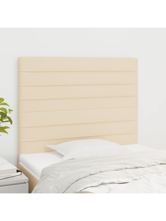 Čelo postele 2 ks krémové 100x5x78/88 cm textil