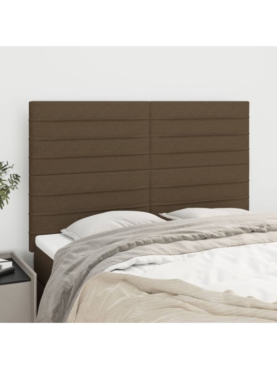 Čela postele 4 ks tmavě hnědá 72 x 5 x 78/88 cm textil