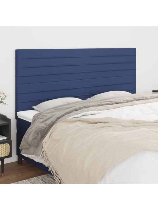 Čelo postele 4 ks modré 80 x 5 x 78/88 cm textil