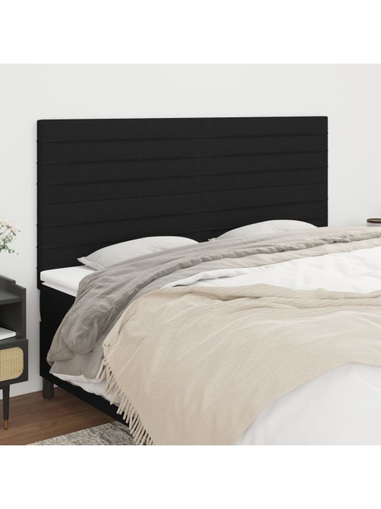 Čelo postele 4 ks černé 100x5x78/88 cm textil