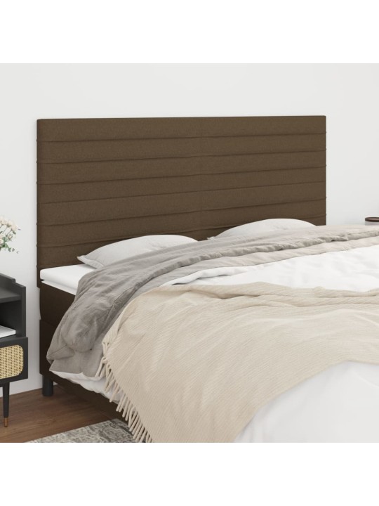 Čelo postele 4 ks tmavě hnědé 100x5x78/88 cm textil