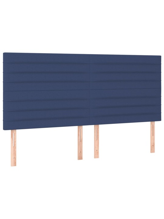 Čelo postele 4 ks modré 100x5x78/88 cm textil
