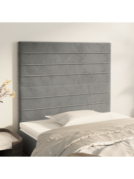 Čelo postele 2 ks světle šedé 90x5x78/88 cm samet