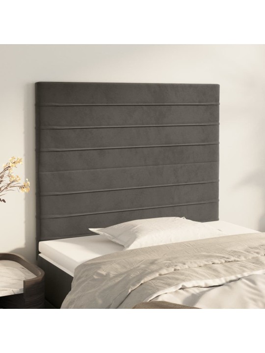 Čelo postele 2 ks tmavě šed 90x5x78/88 cm samet