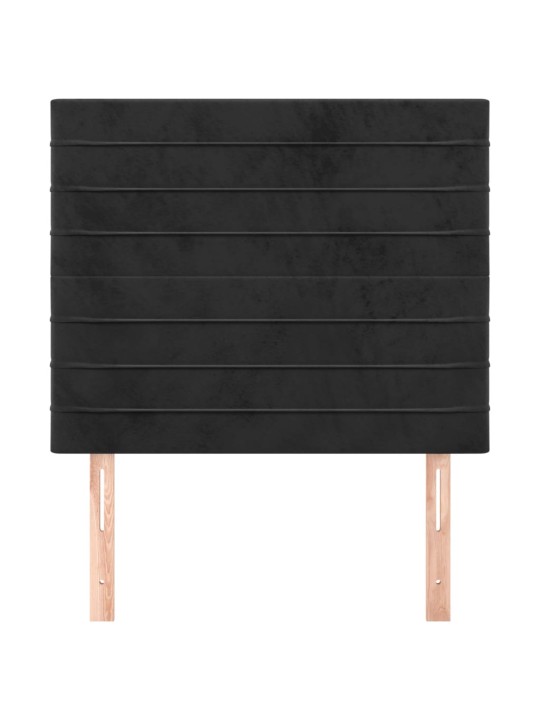 Čelo postele 2 ks černé 90x5x78/88 cm samet
